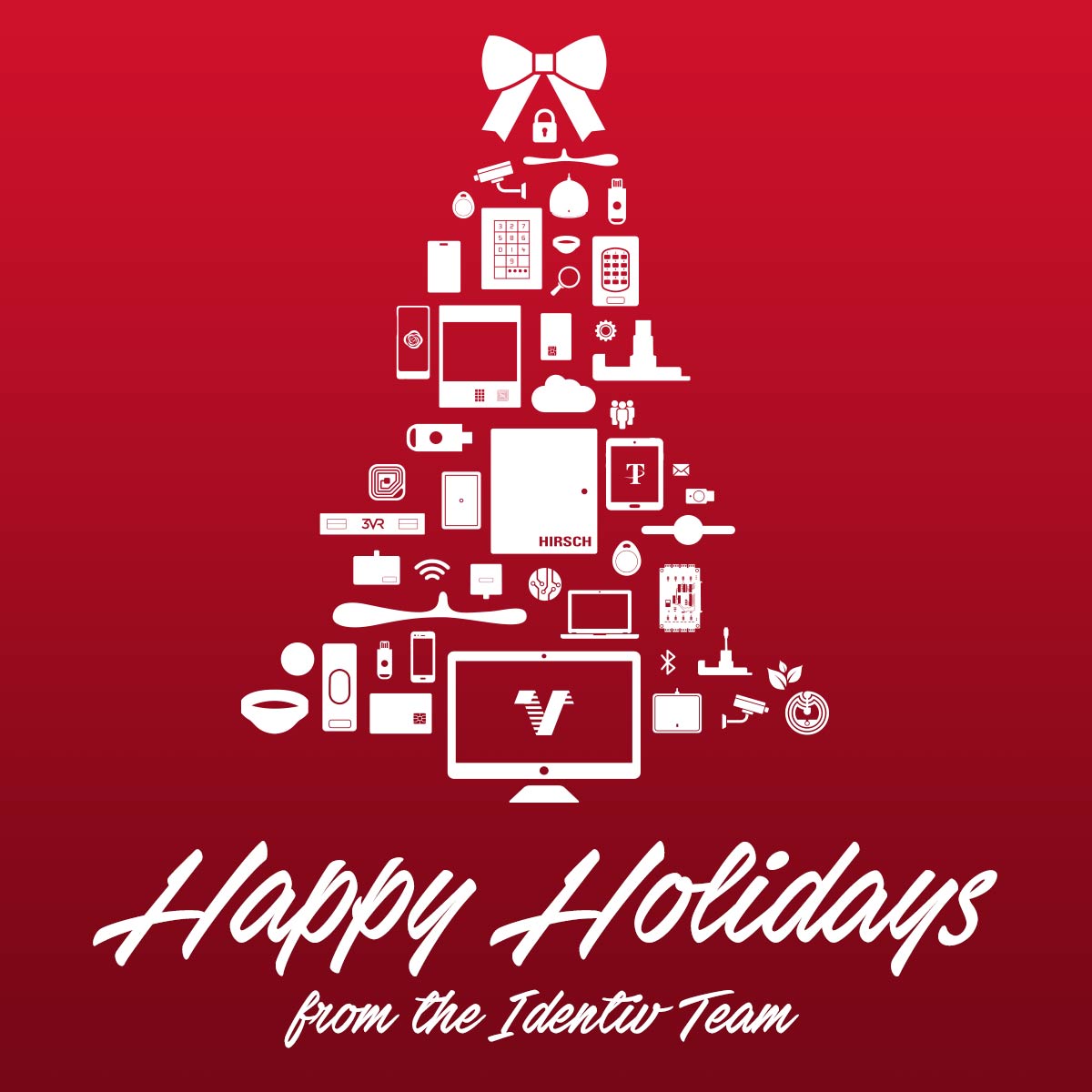 Happy Holidays from Identiv - card with tree made from Identiv products