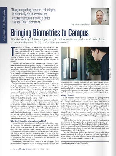 Campus Security and Life Safety: Bringing Biometrics to Campus article screenshot