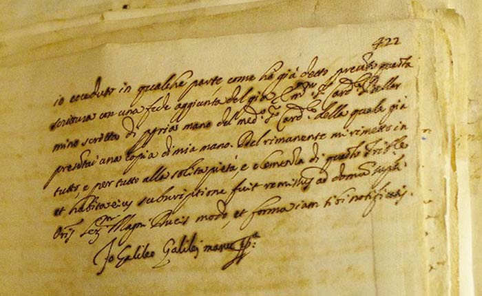 One of the original documents from Galileo’s 1633 trial