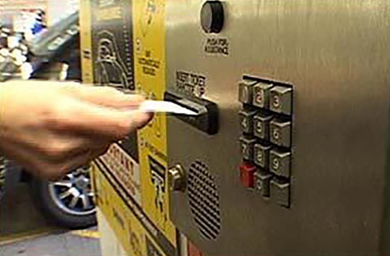 Drivers use their ticket and a keypad to activate their parking bay's sensor.